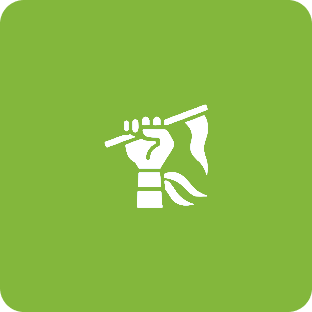 A white icon of a hand holding something.