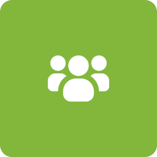 A green background with an image of people
